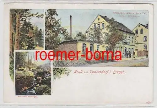 74057 Mehrbild Ak Gruß aus Cunersdorf i. Erzgeb. Restaurant Zum grünen Tal 1924