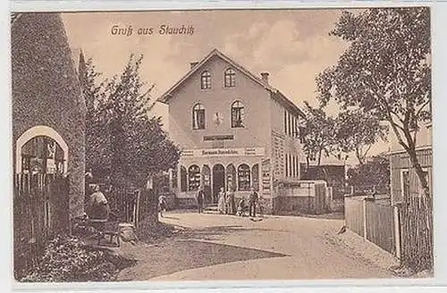 63834 Ak Gruß aus Stauchitz Kolonialwarenladen 1922