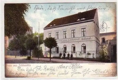 61215 Ak Gruß aus Schkeuditz Restaurant zum Lindenhof 1906