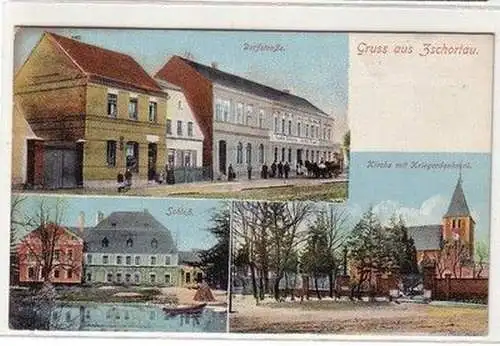 58573 Mehrbild Ak Gruß aus Zschortau Dorfstraße mit Gasthof usw. um 1910