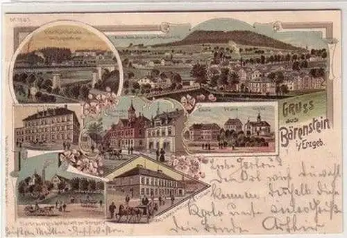 58769 Ak Lithographie Gruß aus Bärenstein im Erzgebirge 1900