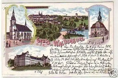 32387 Ak Lithographie Gruss aus Waldenburg in Sa. 1902