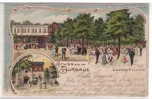 30/34 Ak Litho Restaurant Burgaue Leutzsch Leipzig 1904