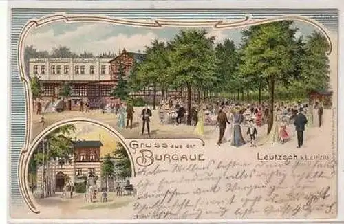 30/90 Ak Litho Restaurant Burgaue Leutzsch Leipzig 1904