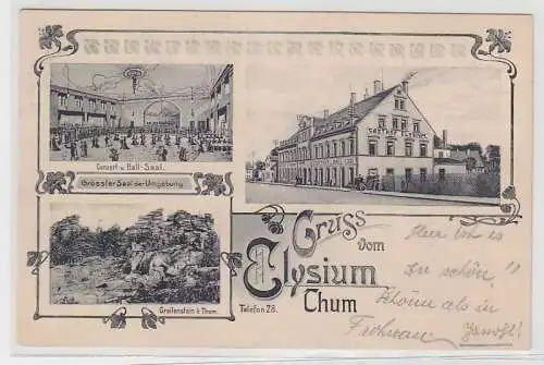 70896 Mehrbild Ak Gruß vom Gasthof Elysium Thum 1915