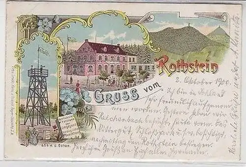 62167 Ak Lithographie Gruß vom Rothstein Aussichtsturm 1900