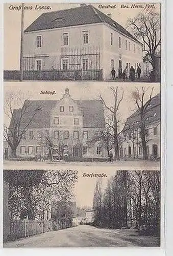 63514 Mehrbild Ak Gruß aus Lossa Gasthof Schloß Dorfstraße um 1910