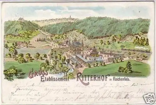 33163 Ak Lithographie Gruß aus Reichenfels Gasthof 1900