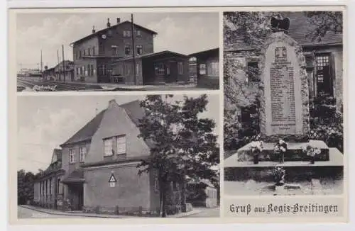 95707 Mehrbild Ak Gruß aus Regis Breitingen Bahnhof, Schule, Ehrenmal 1936