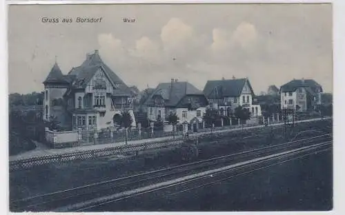 92774 Ak Gruß aus Borsdorf West Bahnanlagen 1911