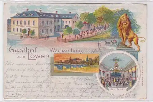 93932 Ak Lithographie Wechselburg Gasthof zum Löwen 1915