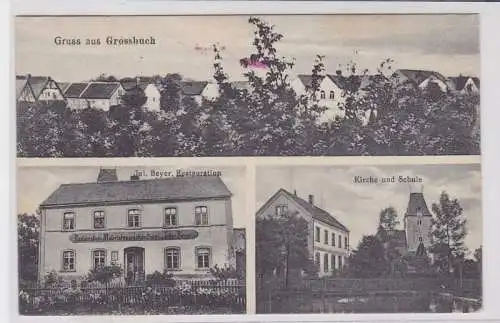 94074 Mehrbild Ak Gruß aus Grossbuch Restauration, Kirche & Schule 1925