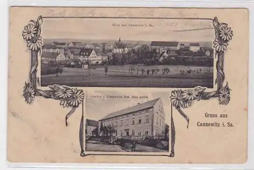 94075 Mehrbild Ak Gruß aus Cannewitz in Sachsen Gasthof & Panorama um 1910