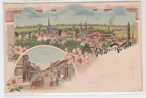 68848 Ak Lithographie Gruss aus Rötha Leipziger Straße 1908