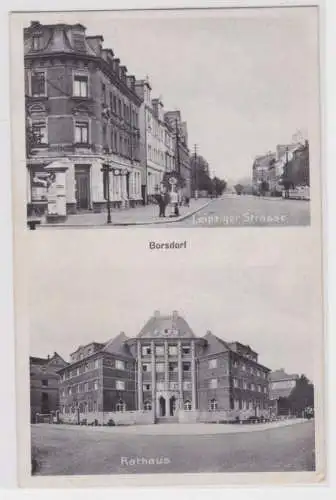 72348 Mehrbild Ak Borsdorf Rathaus, Leipziger Strasse 1930