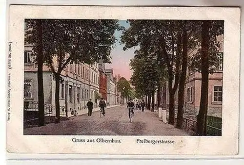 61504 Ak Gruss aus Olbernhau Freibergerstrasse 1907