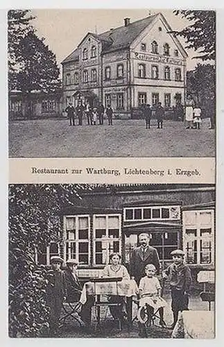 63088 Mehrbild Ak Lichtenberg im Erzgebirge Restaurant zur Wartburg 1920