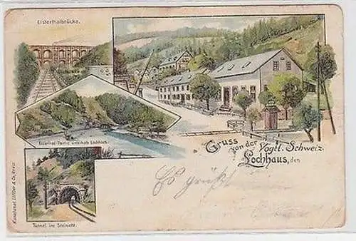 62845 Ak Lithographie Gruß von der Vogtländischen Schweiz Lochhaus 1904