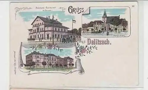 38145 Ak Lithographie Gruß aus Delitzsch 1898