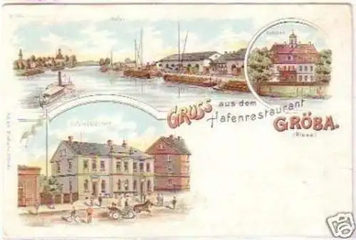 28677 Ak Lithographie Gruss aus Gröba bei Riesa 1903