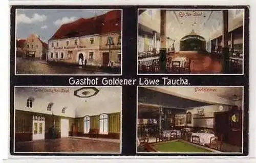 31/81 Mehrbild-Ak Taucha Gasthof Goldener Löwe 1921