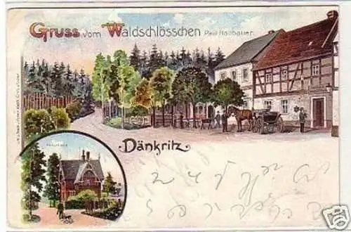 33170 Ak Litho Gruss vom Waldschlösschen Dänkritz 1900