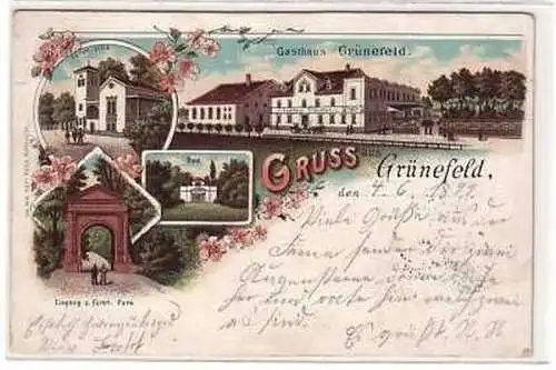 33186 Ak Lithographie Gruss aus Grünefeld 1899