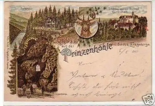 33585 Ak Lithographie Gruß aus der Prinzenhöhle 1900