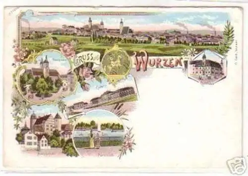 18838 Ak Lithographie Gruss aus Wurzen 1898