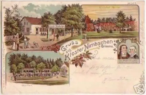 16546 Ak Lithographie Kloster Nimschen bei Grimma 1901