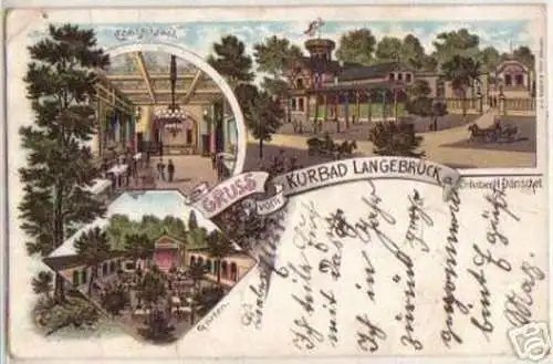 10305 Ak Lithographie Gruss aus Kurbad Langebrück 1897