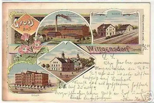 06705 Ak Lithographie Gruß aus Wittgensdorf 1900