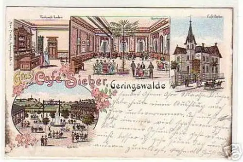 05258 Ak Gruß aus Cafe Sieber Geringswalde 1904