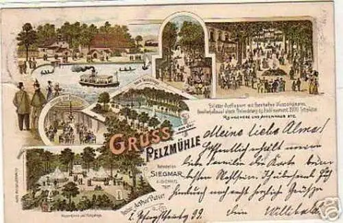 04950 Ak Gruß aus der Pelzmühle Siegmar 1899