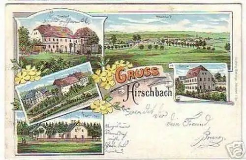 01039 Ak Gruß aus Hirschbach Gasthof usw. 1913