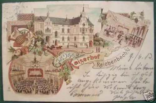 Schöne Ak Gruss aus dem Kaiserhof Reichenbach i.V. 1913