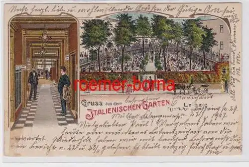 88010 Ak Lithographie Gruss aus dem italienischen Garten Leipzig 1917