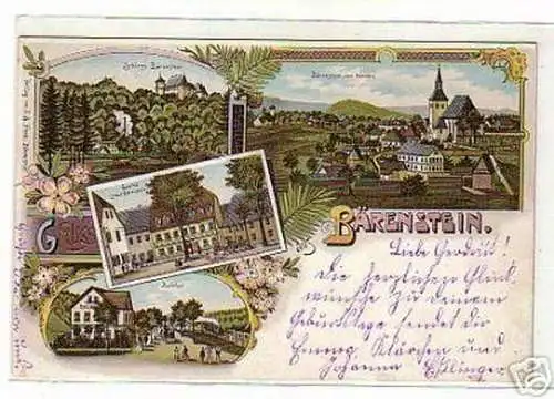 AK Lithographie Gruss aus Bärenstein Gasthof usw. 1905