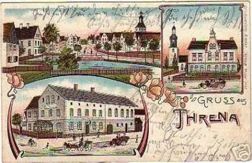 Schöne Ak Gruss aus Threna Gasthaus usw. 1911