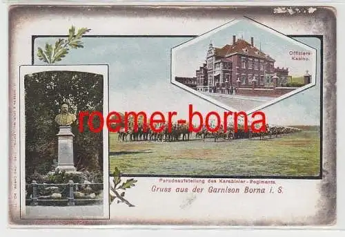 83368 Ak Gruss aus der Garnison Borna i.S. Karabinier-Regiment um 1900