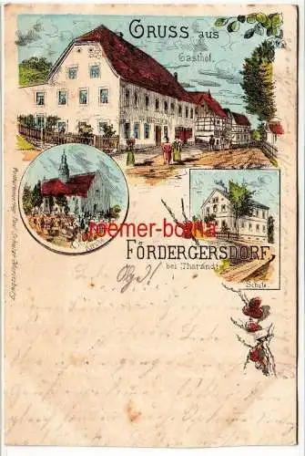 80813 Ak Lithografie Gruss aus Fördergersdorf bei Tharandt Gasthof usw. 1901