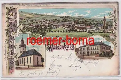 81643 Ak Lithographie Gruß aus Altstadt Waldenburg Schule usw. 1900