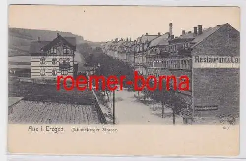 81809 Ak Aue im Erzgebirge Schneeberger Strasse Restaurant um 1910