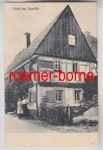 80271 Ak Gruß aus Zassnitz bei Rochlitz Gasthaus zum Muldenstrand 1927