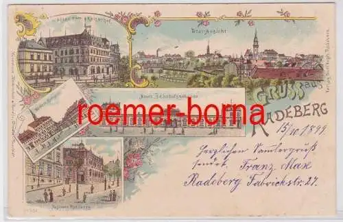 80693 Ak Lithographie Gruß aus Radeberg Hotel zum Kaiserhof usw. 1899