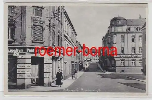 76105 Ak Roßwein in Sachsen Dresdnerstraße mit Zigarrenladen um 1930