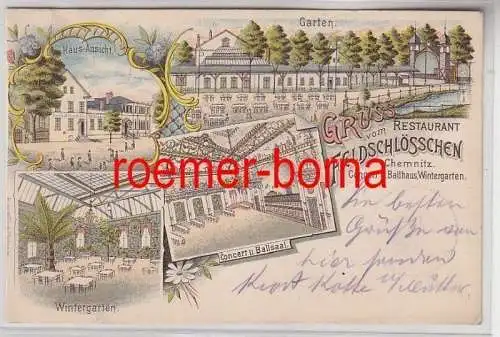 78194 Ak Lithographie Gruss vom Restaurant Feldschlösschen Chemnitz 1900