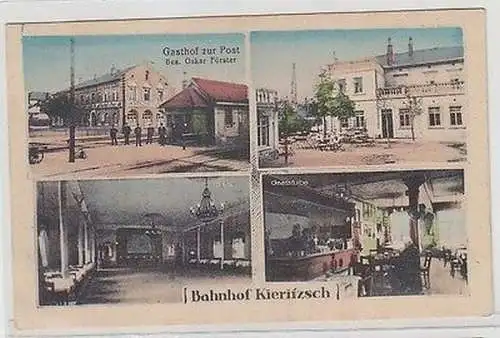 65430 Mehrbild Ak Bahnhof Kieritzsch und Gasthof zur Post um 1930