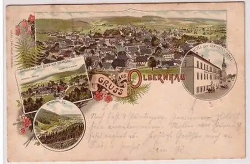 67693 Ak Lithographie Gruss aus Olbernhau Hotel zur Gerichtsschänke 1895