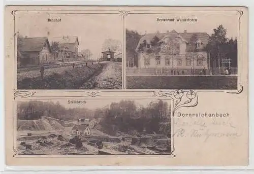 60852 Mehrbild Ak Dornreichenbach Bahnhof, Restaurant Waldfrieden, Steinbruch